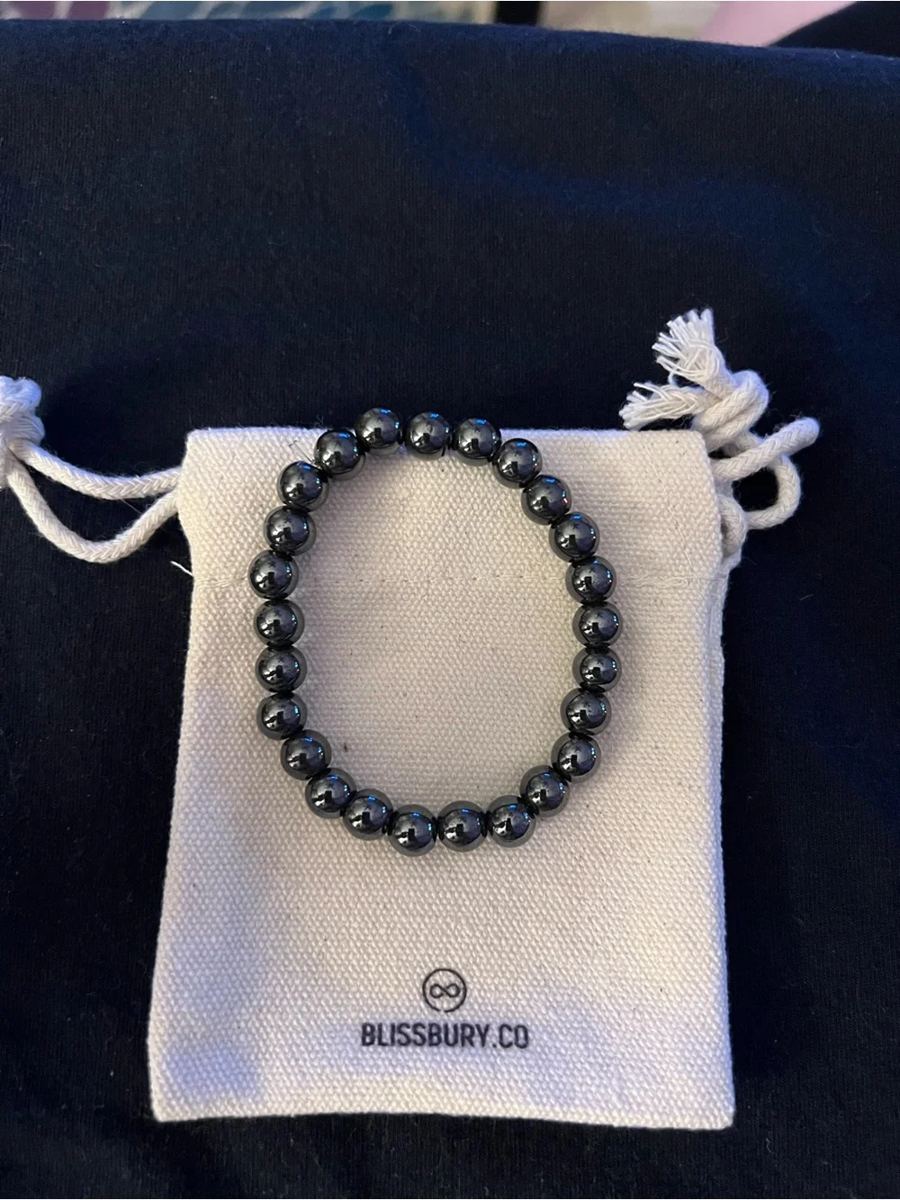 Men's Hematite Bead Bracelet - Black